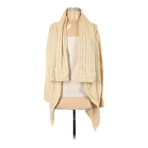 Alter’d‎ State M cream open waterfall knit acrylic long sleeve cardigan sweater